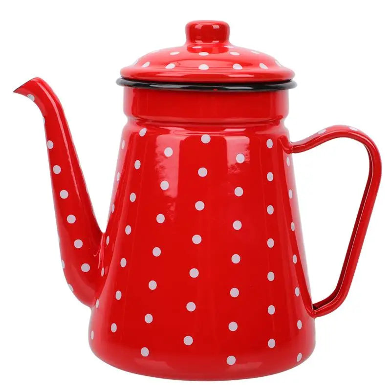 Kettle Coffee Tea Pot Enamel Water Teapot Pitcher Pour Over Ceramic Gooseneck Dot Spout Polka Drip Percolator Makerenameled