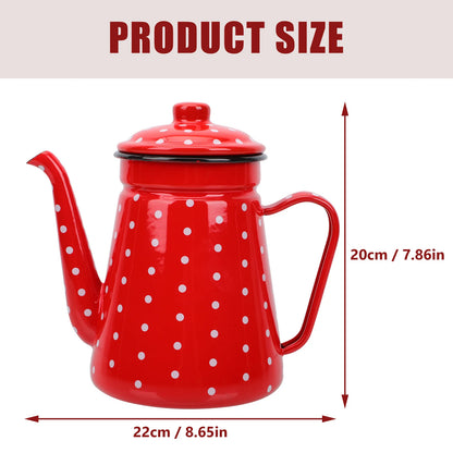 Kettle Coffee Tea Pot Enamel Water Teapot Pitcher Pour Over Ceramic Gooseneck Dot Spout Polka Drip Percolator Makerenameled