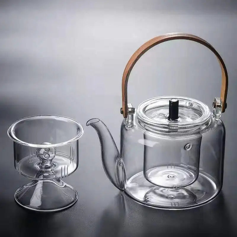 Kettle Electric Pottery Stove Heating Filter Glass Steaming Teapot Tea Cooker Flower Tea Pot Flat Bamboo Lifting Beam Pot