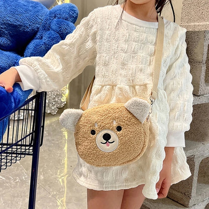 Kid Plush Bear Shoulder Bag Girl Messenger Bag Cute Cartoon Animal Crossbody Bag