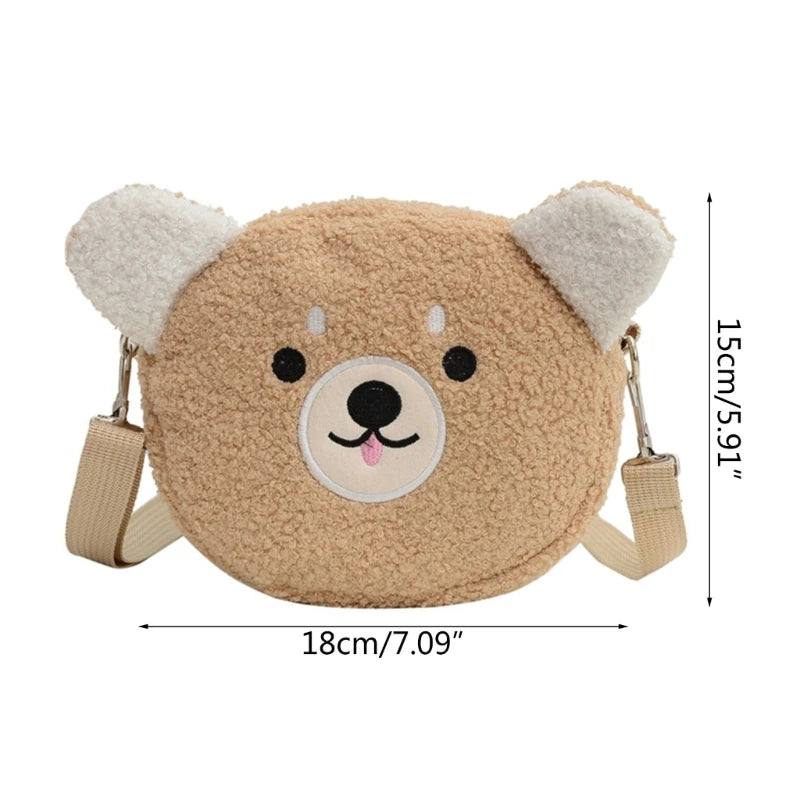 Kid Plush Bear Shoulder Bag Girl Messenger Bag Cute Cartoon Animal Crossbody Bag
