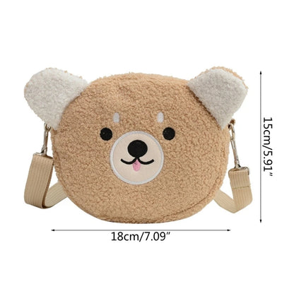 Kid Plush Bear Shoulder Bag Girl Messenger Bag Cute Cartoon Animal Crossbody Bag