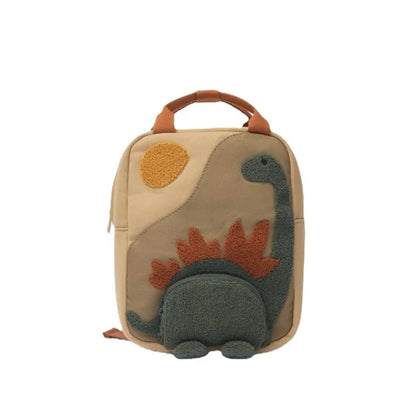 Kids Backpack Cartoon Embroidered Little Dinosaur Bookpack Lightweight Canvas Kindergarten School Bag Toddler Backpack Daypack