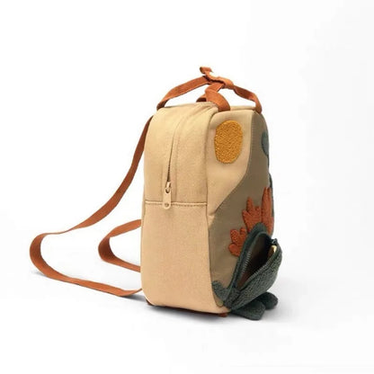 Kids Backpack Cartoon Embroidered Little Dinosaur Bookpack Lightweight Canvas Kindergarten School Bag Toddler Backpack Daypack