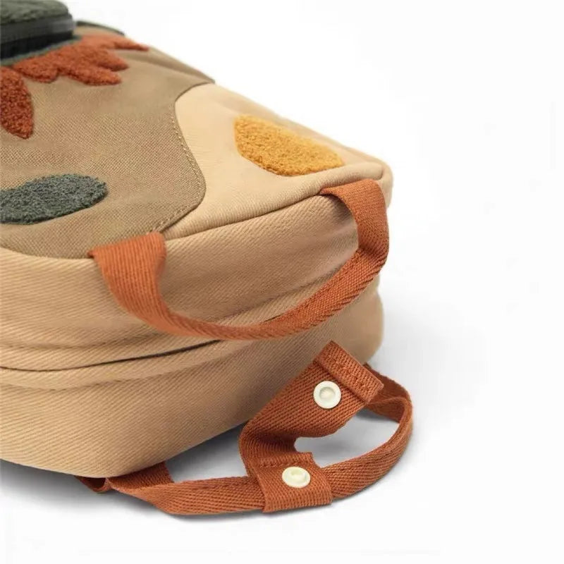 Kids Backpack Cartoon Embroidered Little Dinosaur Bookpack Lightweight Canvas Kindergarten School Bag Toddler Backpack Daypack
