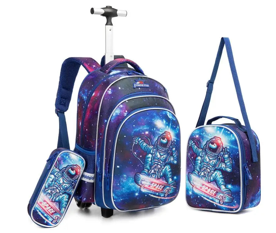Kids Backpack with Wheels 3 pcs School Rolling Backpack for Girl Roller Backpack On Wheels Elementary Students Carry on  Trolley