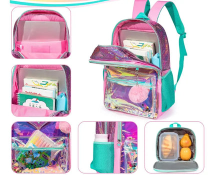 Kids Bookbags for Girls Preschool Backpack Primary Schoolbag Set 3 in 1 Lunch Bag Pen Bag for Girl's School Backpack Bag Sets