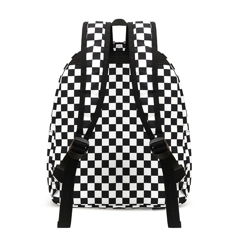 Kids Checkerboard School Bag Waterproof Lightweight Travel Backpack Cartoon Bookbag for Kindergarten Toddlers Boys and Girls