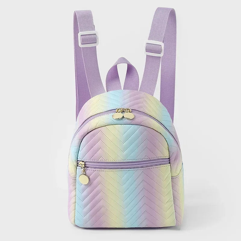 Kids Mini Ombre Backpack for Women Children's Cute Campus PU Bag Trend Embossed Colorful Backpack for Girls