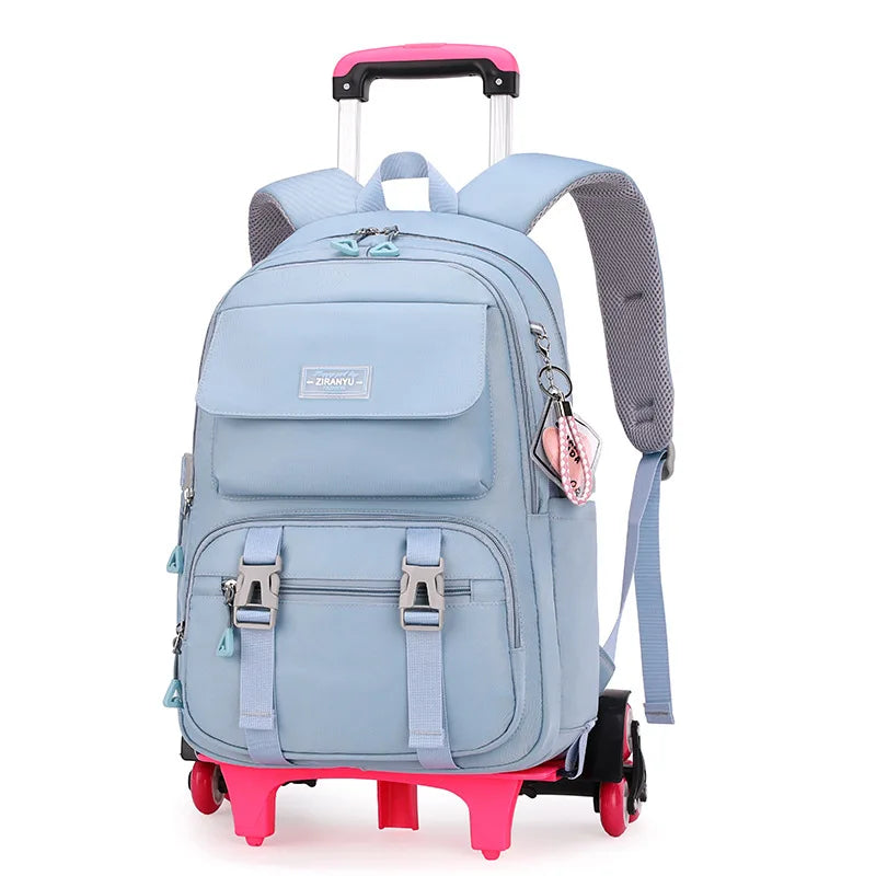 Kids School Backpack with Wheels Rolling Backpack for Girls Student Wheeled Backpack Trolley School Bag Travel Trolley Luggage
