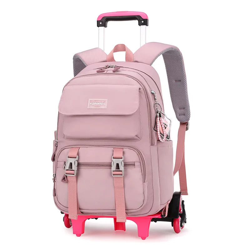 Kids School Backpack with Wheels Rolling Backpack for Girls Student Wheeled Backpack Trolley School Bag Travel Trolley Luggage