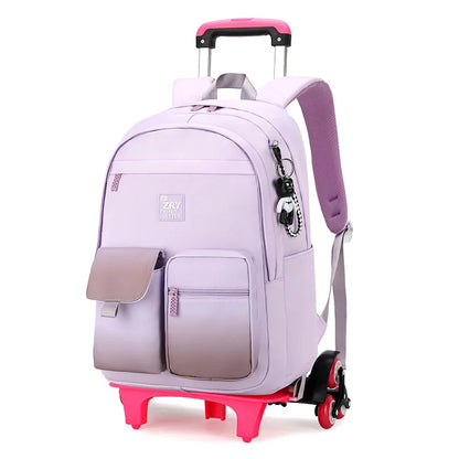 Kids School Backpack with Wheels Rolling Backpack for Girls Student Wheeled Backpack Trolley School Bag Travel Trolley Luggage