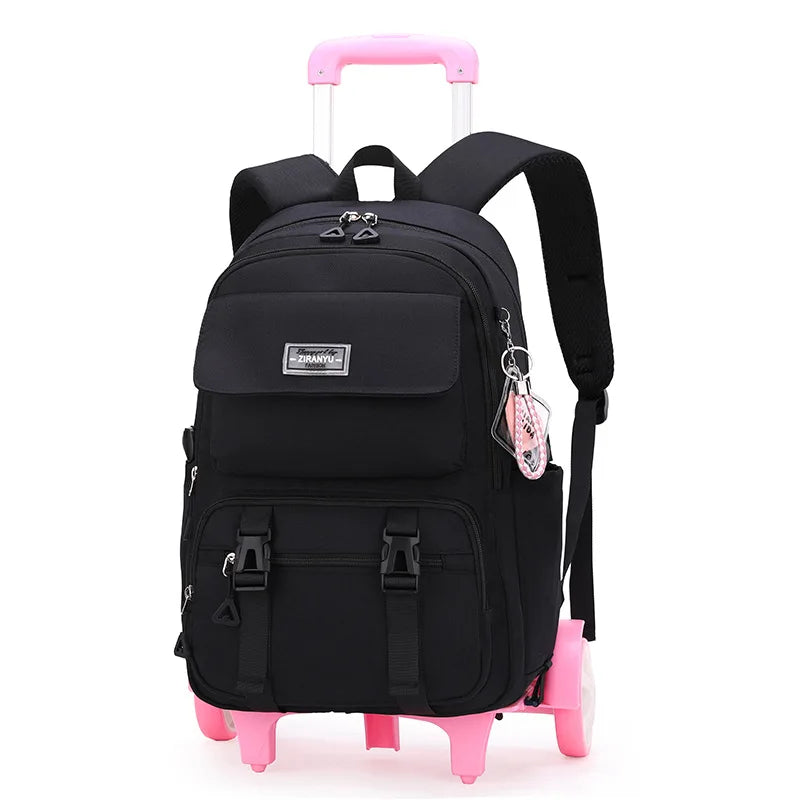 Kids School Backpack with Wheels Rolling Backpack for Girls Student Wheeled Backpack Trolley School Bag Travel Trolley Luggage
