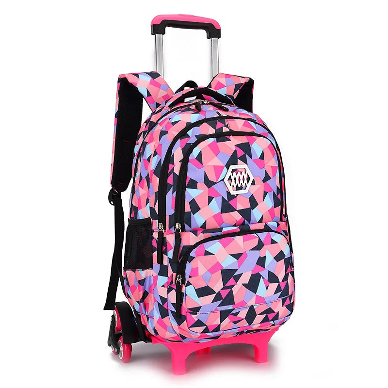 Kids School Backpack with Wheels Rolling Backpack for Girls Student Wheeled Backpack Trolley School Bag Travel Trolley Luggage
