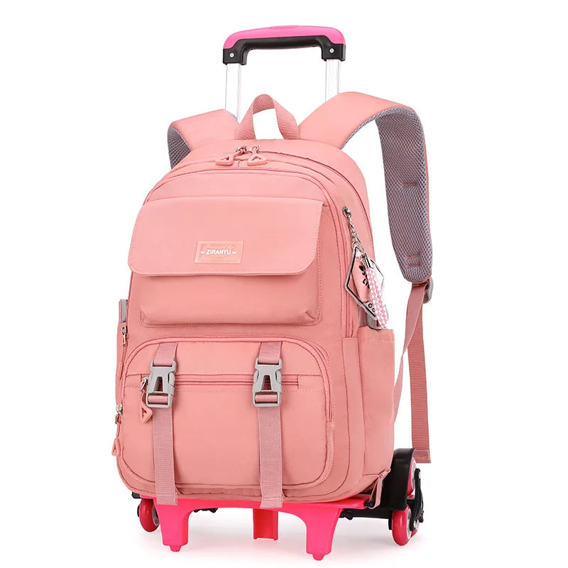 Kids School Backpack with Wheels Rolling Backpack for Girls Student Wheeled Backpack Trolley School Bag Travel Trolley Luggage