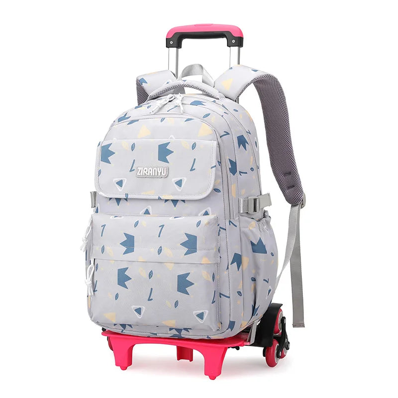 Kids School Backpack with Wheels Rolling Backpack for Girls Student Wheeled Backpack Trolley School Bag Travel Trolley Luggage