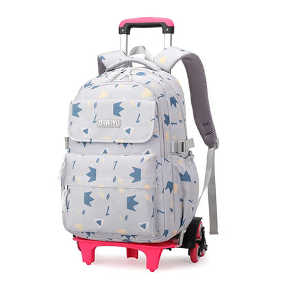 Kids School Backpack with Wheels Rolling Backpack for Girls Student Wheeled Backpack Trolley School Bag Travel Trolley Luggage