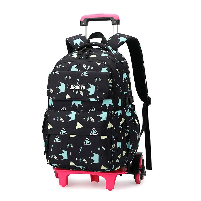 Kids School Backpack with Wheels Rolling Backpack for Girls Student Wheeled Backpack Trolley School Bag Travel Trolley Luggage