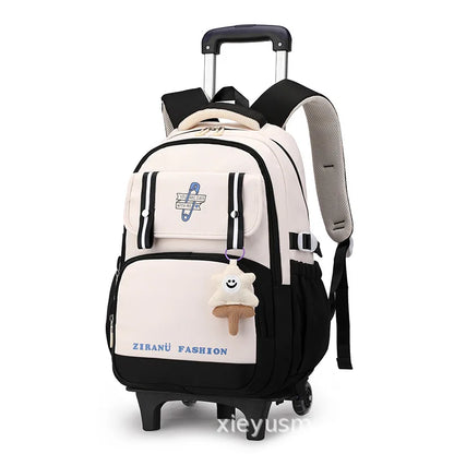 Kids School Backpack with Wheels Rolling Backpack for Girls Student Wheeled Backpack Trolley School Bag Travel Trolley Luggage