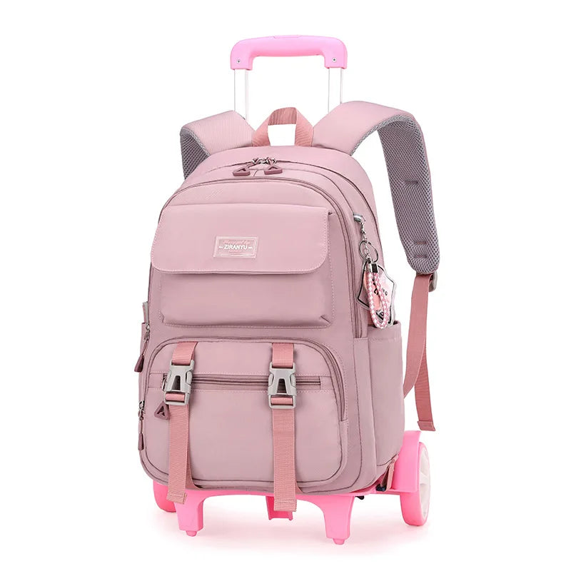Kids School Backpack with Wheels Rolling Backpack for Girls Student Wheeled Backpack Trolley School Bag Travel Trolley Luggage