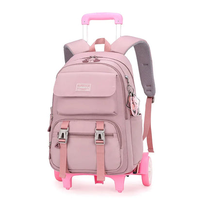 Kids School Backpack with Wheels Rolling Backpack for Girls Student Wheeled Backpack Trolley School Bag Travel Trolley Luggage