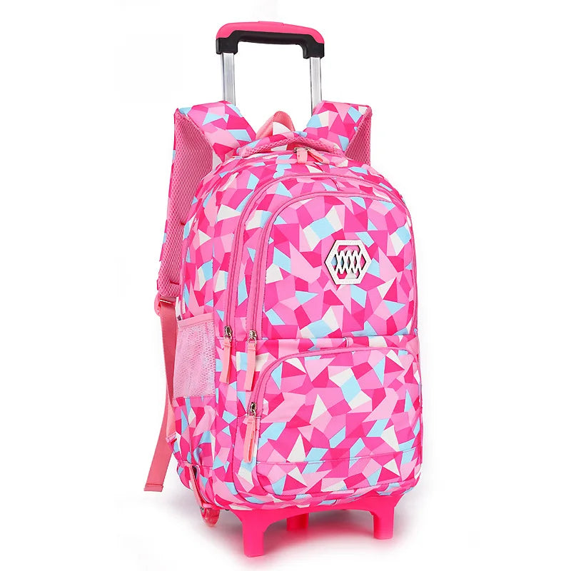 Kids School Backpack with Wheels Rolling Backpack for Girls Student Wheeled Backpack Trolley School Bag Travel Trolley Luggage