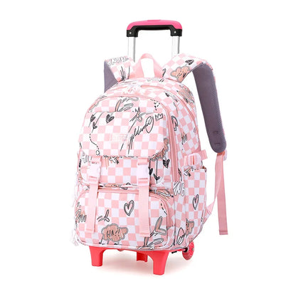 Kids School Backpack with Wheels Rolling Backpack for Girls Student Wheeled Backpack Trolley School Bag Travel Trolley Luggage