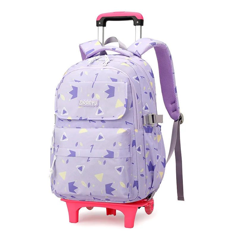 Kids School Backpack with Wheels Rolling Backpack for Girls Student Wheeled Backpack Trolley School Bag Travel Trolley Luggage