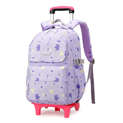 Kids School Backpack with Wheels Rolling Backpack for Girls Student Wheeled Backpack Trolley School Bag Travel Trolley Luggage