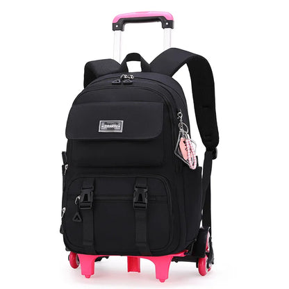 Kids School Backpack with Wheels Rolling Backpack for Girls Student Wheeled Backpack Trolley School Bag Travel Trolley Luggage