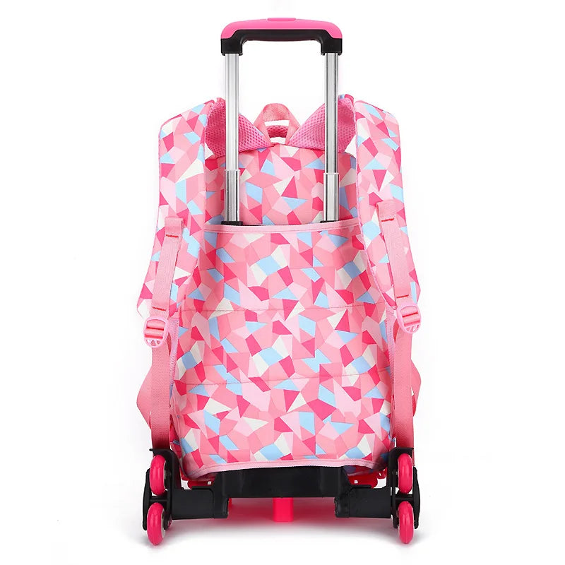 Kids School Backpack with Wheels Rolling Backpack for Girls Student Wheeled Backpack Trolley School Bag Travel Trolley Luggage