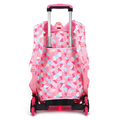 Kids School Backpack with Wheels Rolling Backpack for Girls Student Wheeled Backpack Trolley School Bag Travel Trolley Luggage