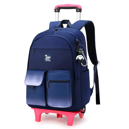 Kids School Backpack with Wheels Rolling Backpack for Girls Student Wheeled Backpack Trolley School Bag Travel Trolley Luggage