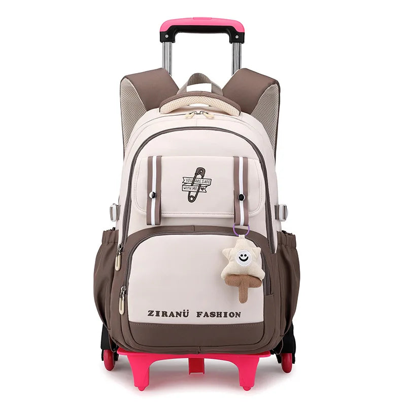 Kids School Backpack with Wheels Rolling Backpack for Girls Student Wheeled Backpack Trolley School Bag Travel Trolley Luggage