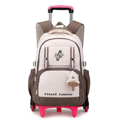 Kids School Backpack with Wheels Rolling Backpack for Girls Student Wheeled Backpack Trolley School Bag Travel Trolley Luggage