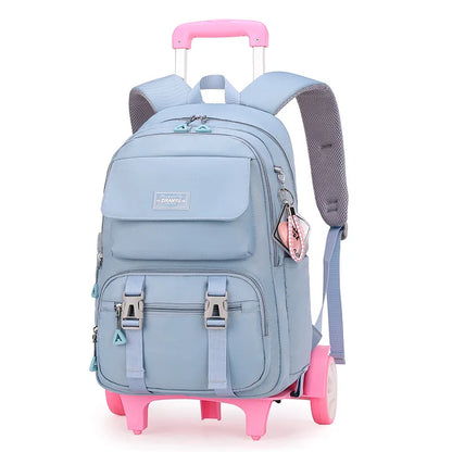 Kids School Backpack with Wheels Rolling Backpack for Girls Student Wheeled Backpack Trolley School Bag Travel Trolley Luggage