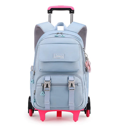 Kids School Backpack with Wheels Rolling Backpack for Girls Student Wheeled Backpack Trolley School Bag Travel Trolley Luggage