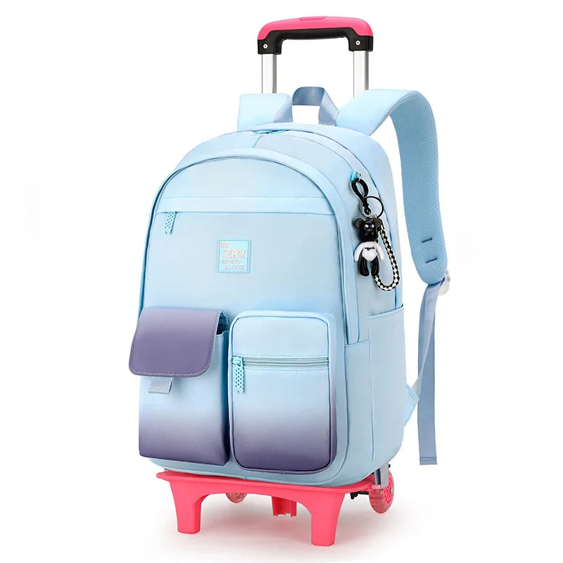 Kids School Backpack with Wheels Rolling Backpack for Girls Student Wheeled Backpack Trolley School Bag Travel Trolley Luggage