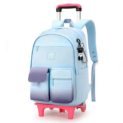 Kids School Backpack with Wheels Rolling Backpack for Girls Student Wheeled Backpack Trolley School Bag Travel Trolley Luggage