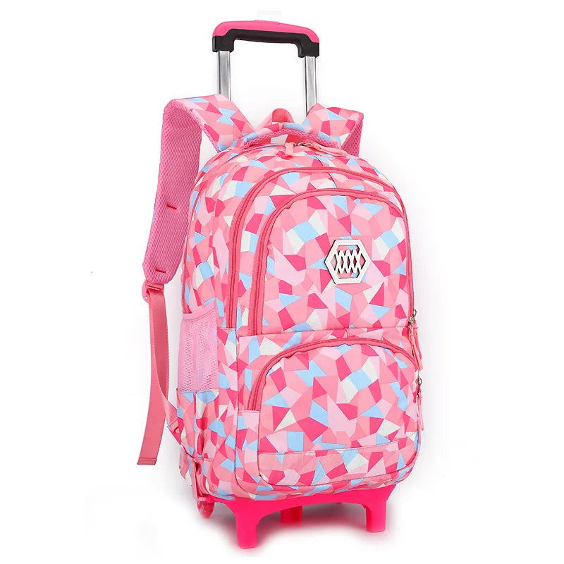 Kids School Backpack with Wheels Rolling Backpack for Girls Student Wheeled Backpack Trolley School Bag Travel Trolley Luggage