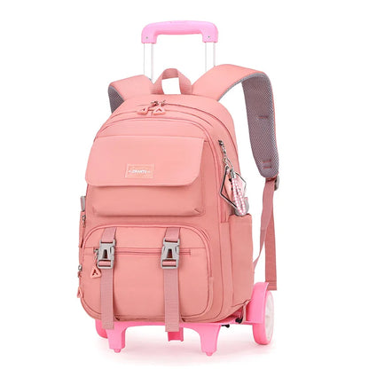 Kids School Backpack with Wheels Rolling Backpack for Girls Student Wheeled Backpack Trolley School Bag Travel Trolley Luggage