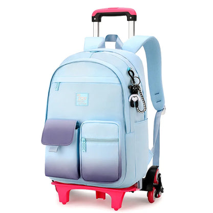 Kids School Backpack with Wheels Rolling Backpack for Girls Student Wheeled Backpack Trolley School Bag Travel Trolley Luggage