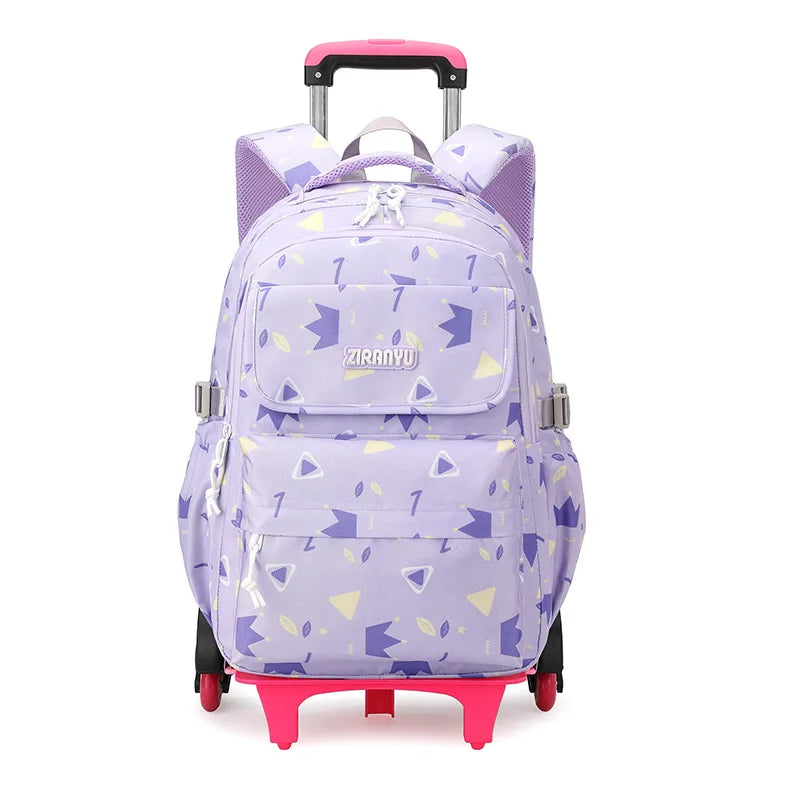 Kids School Backpack with Wheels Rolling Backpack for Girls Student Wheeled Backpack Trolley School Bag Travel Trolley Luggage
