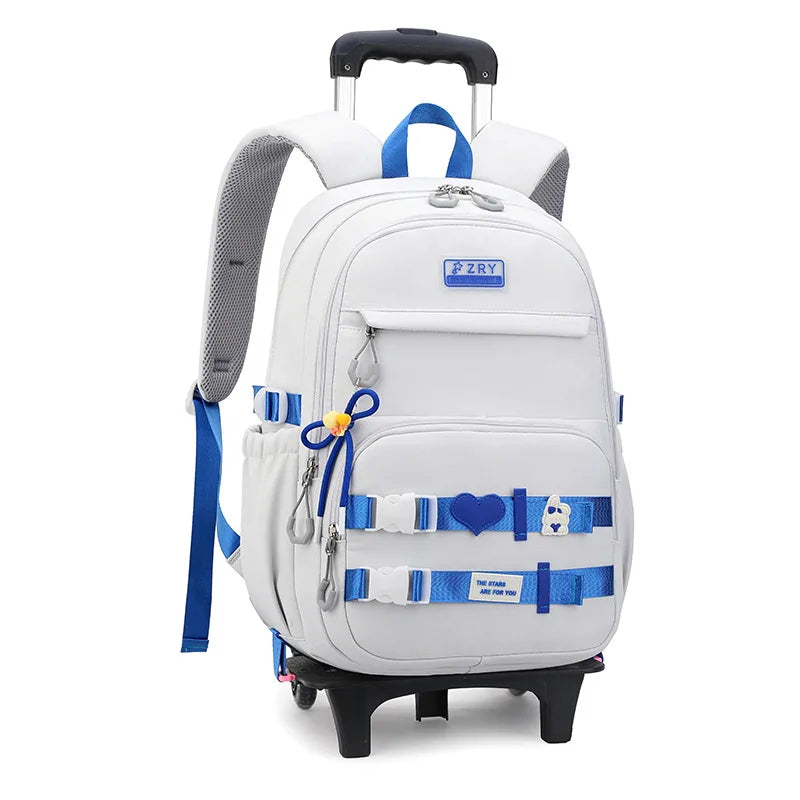 Kids School Backpack with Wheels Rolling Backpack for Girls Student Wheeled Backpack Trolley School Bag Travel Trolley Luggage