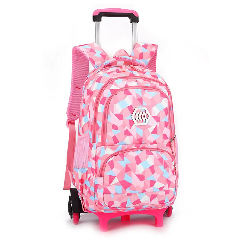 Kids School Backpack with Wheels Rolling Backpack for Girls Student Wheeled Backpack Trolley School Bag Travel Trolley Luggage