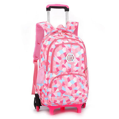 Kids School Backpack with Wheels Rolling Backpack for Girls Student Wheeled Backpack Trolley School Bag Travel Trolley Luggage