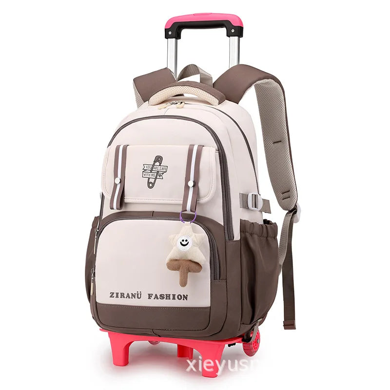 Kids School Backpack with Wheels Rolling Backpack for Girls Student Wheeled Backpack Trolley School Bag Travel Trolley Luggage