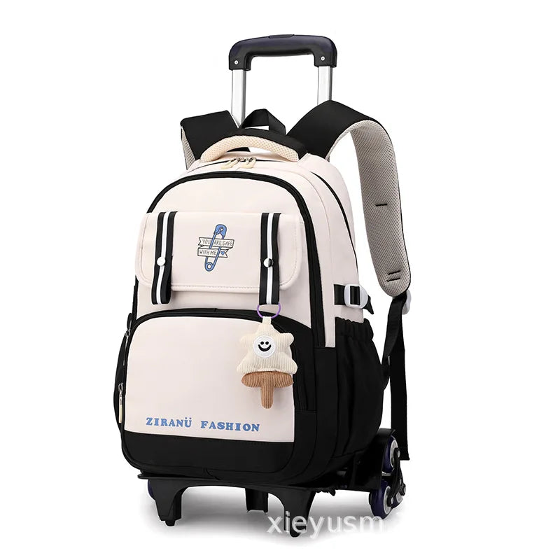 Kids School Backpack with Wheels Rolling Backpack for Girls Student Wheeled Backpack Trolley School Bag Travel Trolley Luggage