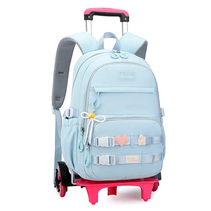 Kids School Backpack with Wheels Rolling Backpack for Girls Student Wheeled Backpack Trolley School Bag Travel Trolley Luggage