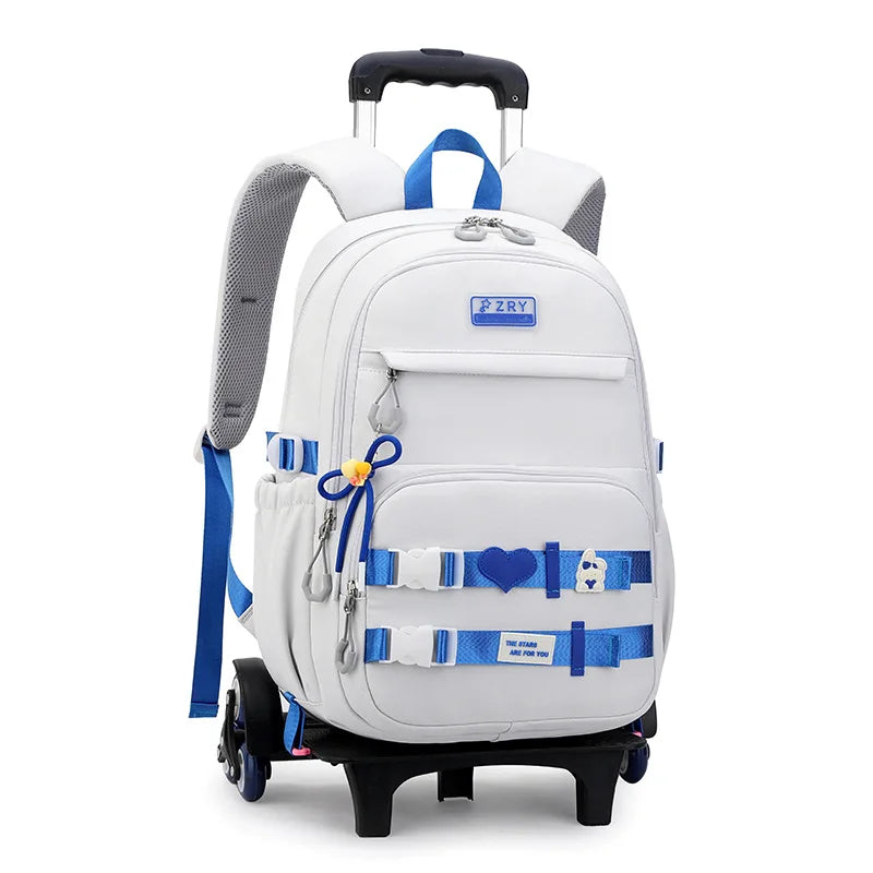 Kids School Backpack with Wheels Rolling Backpack for Girls Student Wheeled Backpack Trolley School Bag Travel Trolley Luggage